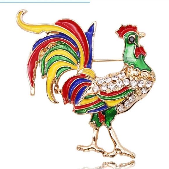 💛 Betsey Johnson adorable multicolored rooster brooch 💛 - Picture 3 of 3